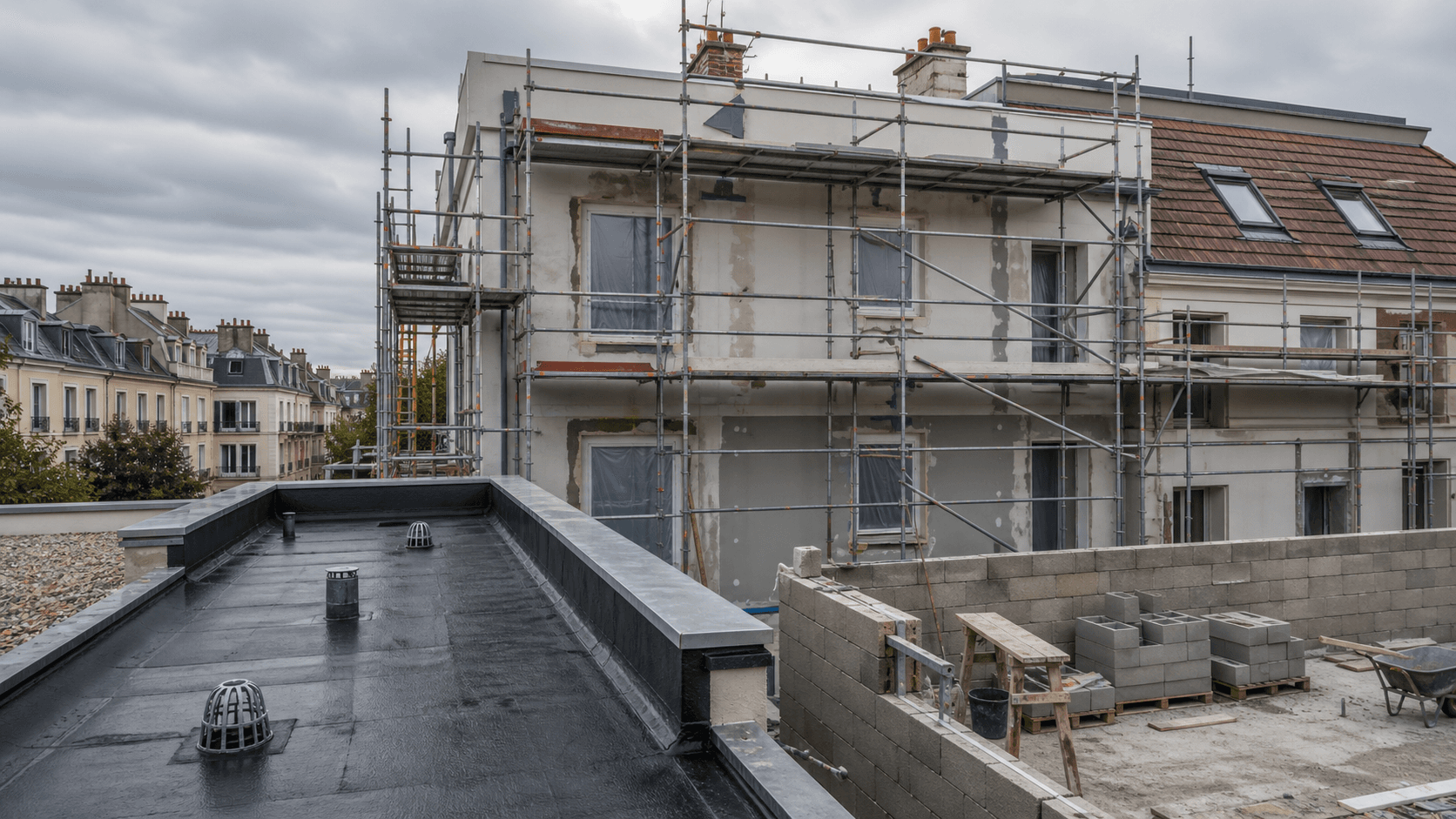 Chantier réaliste COREBAT en étanchéité couverture ravalement et petite maçonnerie